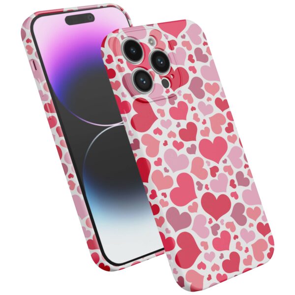 roze en rode hartjes opdruk_iPhone 14 Pro Max telefoonhoesje met volledige rondom bedrukking (2)