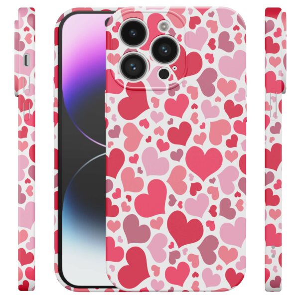 roze en rode hartjes opdruk_iPhone 14 Pro Max telefoonhoesje met volledige rondom bedrukking (4)