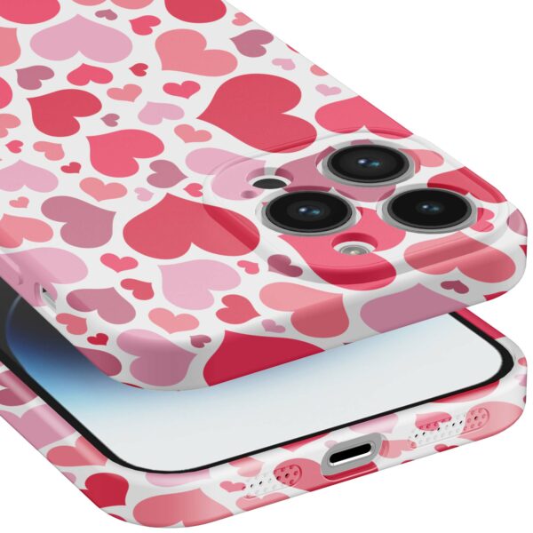 roze en rode hartjes opdruk_iPhone 14 Pro Max telefoonhoesje met volledige rondom bedrukking (5)