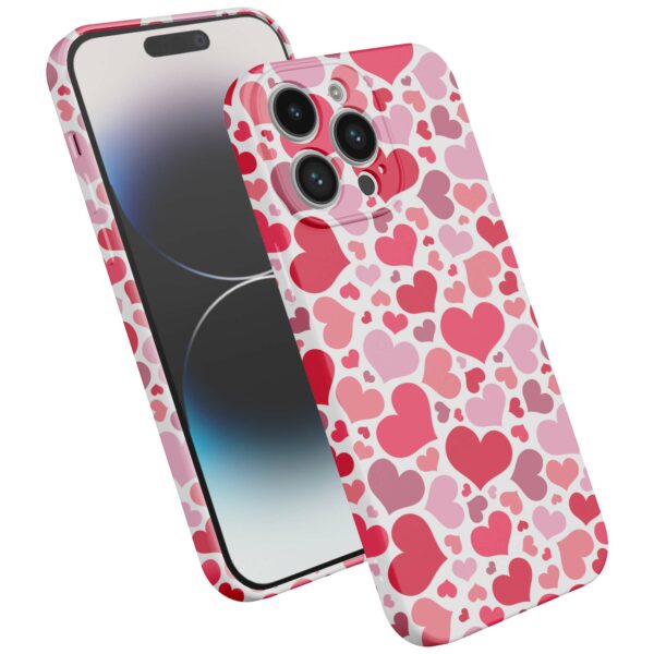 roze en rode hartjes opdruk_iPhone 14 Pro telefoonhoesje met volledige rondom bedrukking (2)