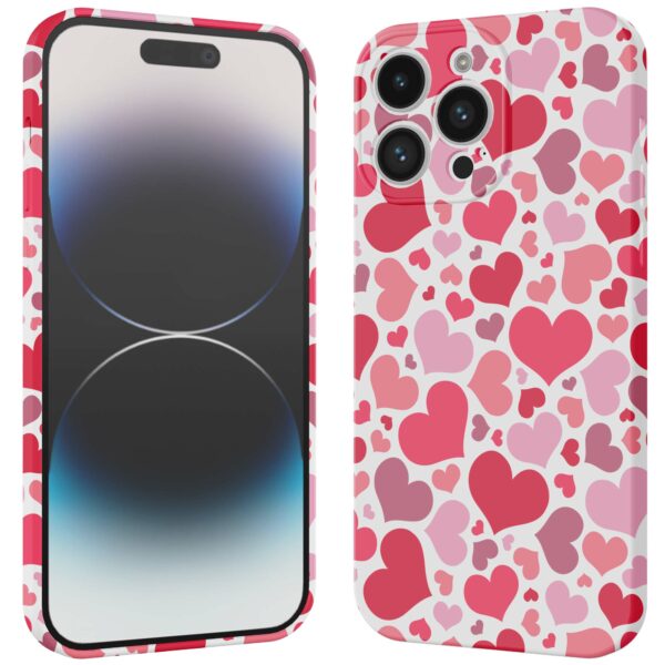 roze en rode hartjes opdruk_iPhone 14 Pro telefoonhoesje met volledige rondom bedrukking (3)