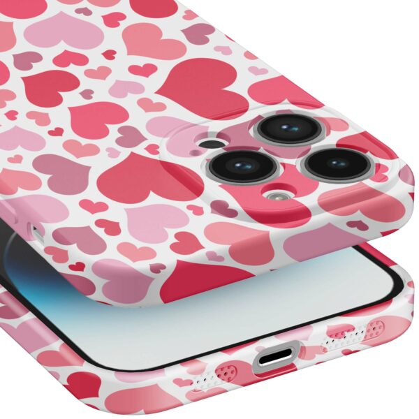 roze en rode hartjes opdruk_iPhone 14 Pro telefoonhoesje met volledige rondom bedrukking (5)