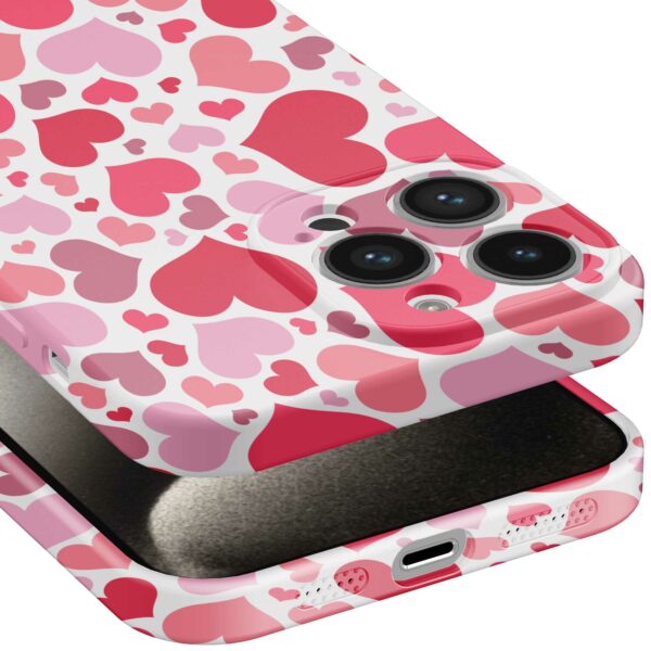 roze en rode hartjes opdruk_iPhone 15 Pro Max telefoonhoesje met volledige rondom bedrukking (5)