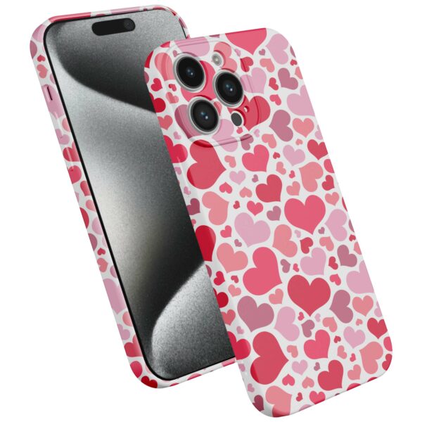 roze en rode hartjes opdruk_iPhone 15 Pro telefoonhoesje met volledige rondom bedrukking (2)