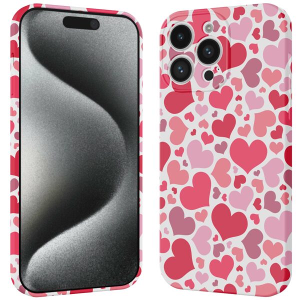 roze en rode hartjes opdruk_iPhone 15 Pro telefoonhoesje met volledige rondom bedrukking (3)