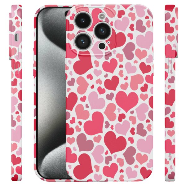 roze en rode hartjes opdruk_iPhone 15 Pro telefoonhoesje met volledige rondom bedrukking (4)