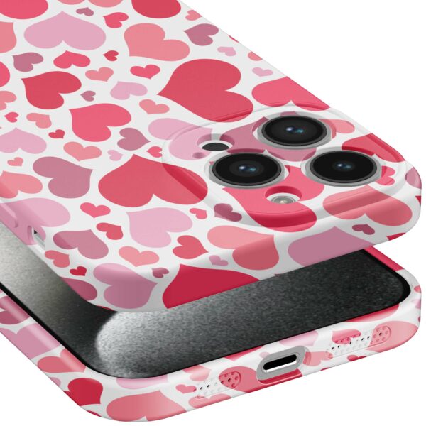 roze en rode hartjes opdruk_iPhone 15 Pro telefoonhoesje met volledige rondom bedrukking (5)