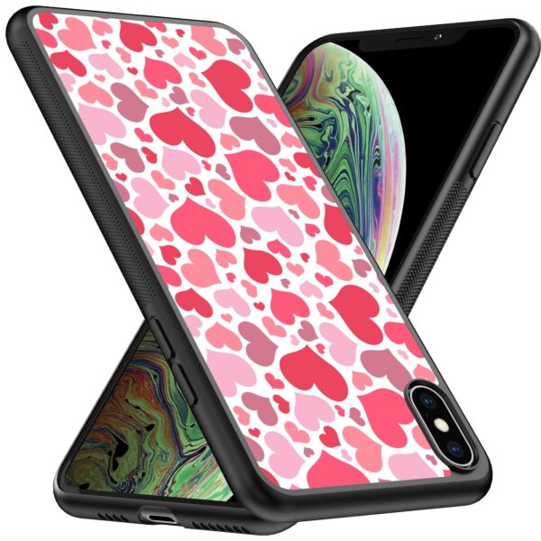 roze en rode hartjes opdruk_iPhone X-Xs telefoonhoesje (2)
