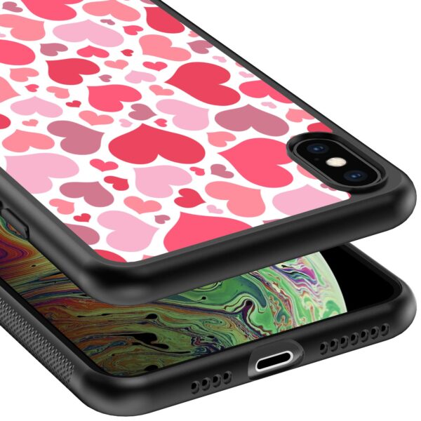 roze en rode hartjes opdruk_iPhone X-Xs telefoonhoesje (3)