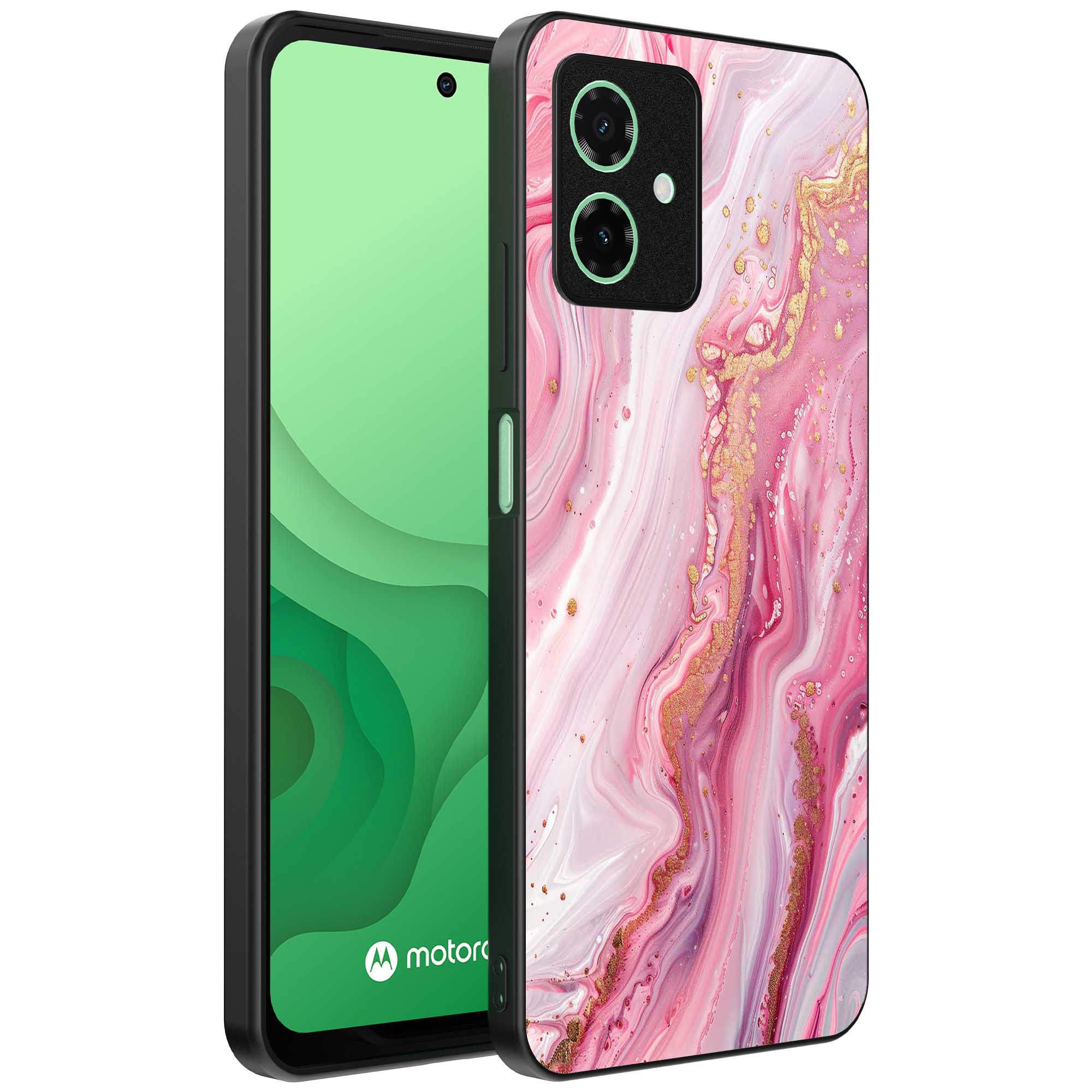 roze marmer opdruk_Motorola Moto G54 telefoonhoesje met