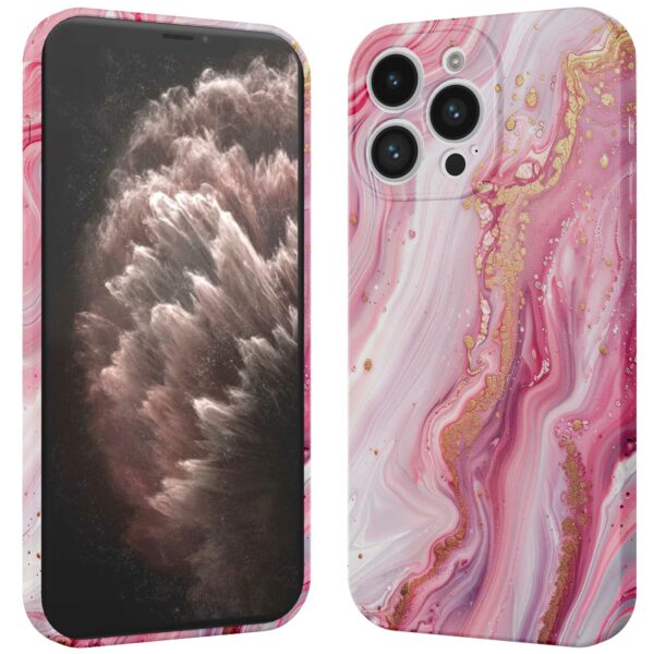 roze marmer opdruk_iPhone 11 Pro Max telefoonhoesje met volledige rondom bedrukking (3)