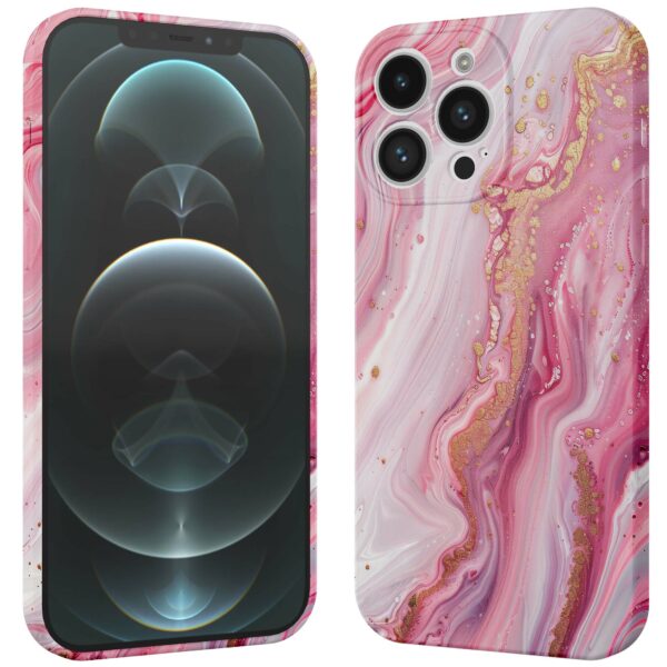 roze marmer opdruk_iPhone 12 Pro Max telefoonhoesje met volledige rondom bedrukking (3)