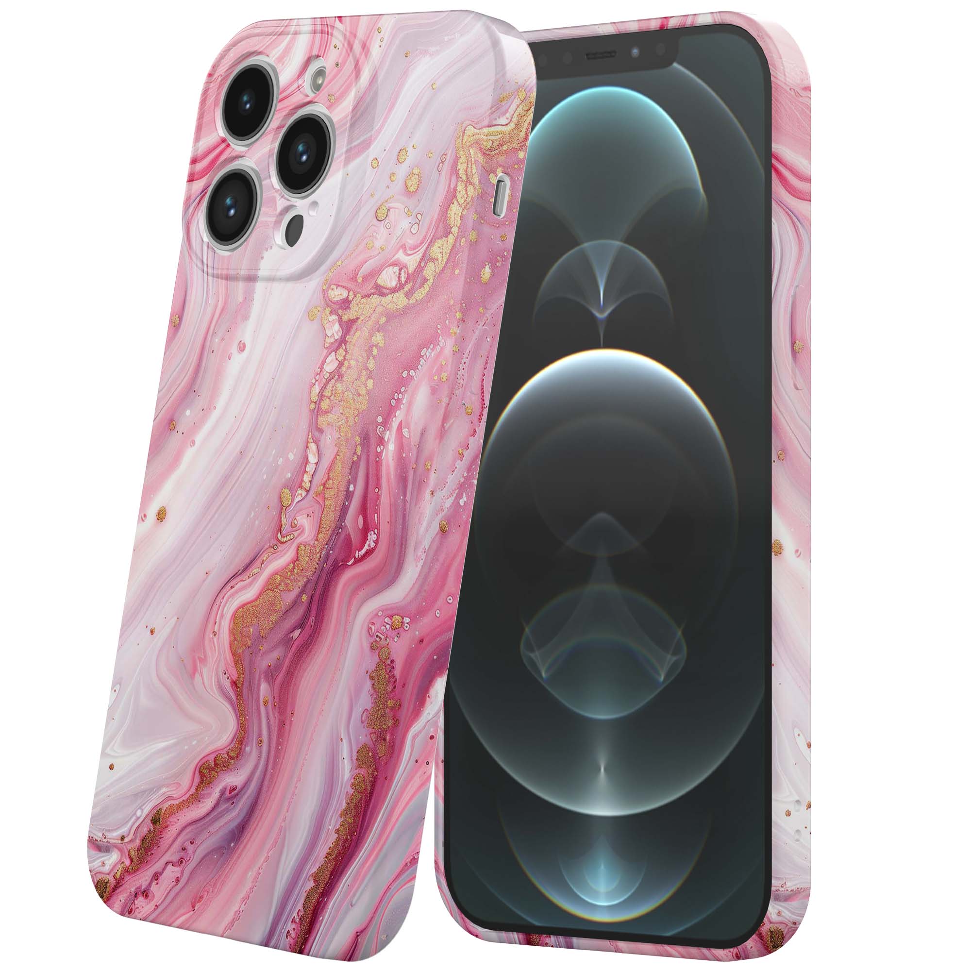 roze marmer opdruk_iPhone 12 Pro Max telefoonhoesje met volledige rondom bedrukking (6)