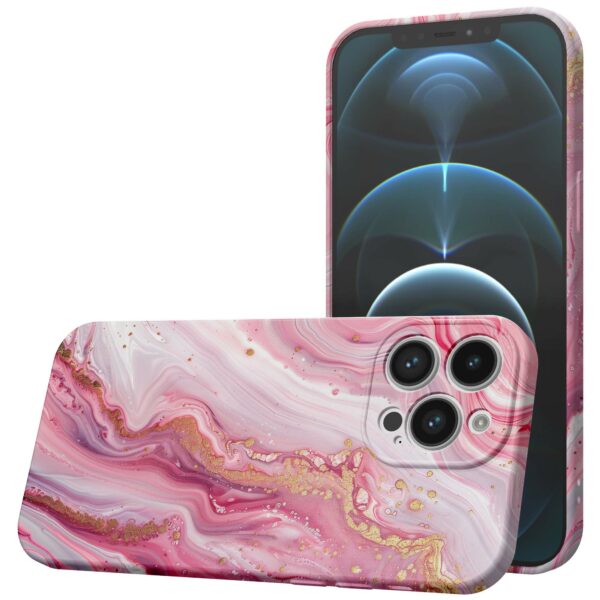 roze marmer opdruk_iPhone 12 Pro telefoonhoesje met volledige rondom bedrukking (1)