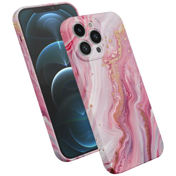 roze marmer opdruk_iPhone 12 Pro telefoonhoesje met volledige rondom bedrukking (2)