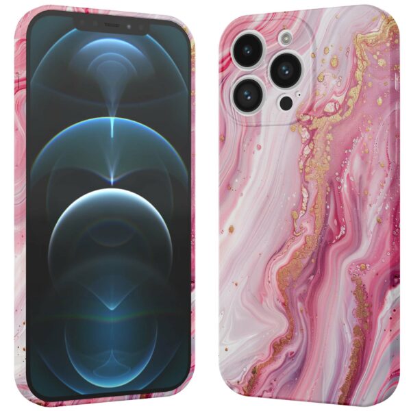 roze marmer opdruk_iPhone 12 Pro telefoonhoesje met volledige rondom bedrukking (3)