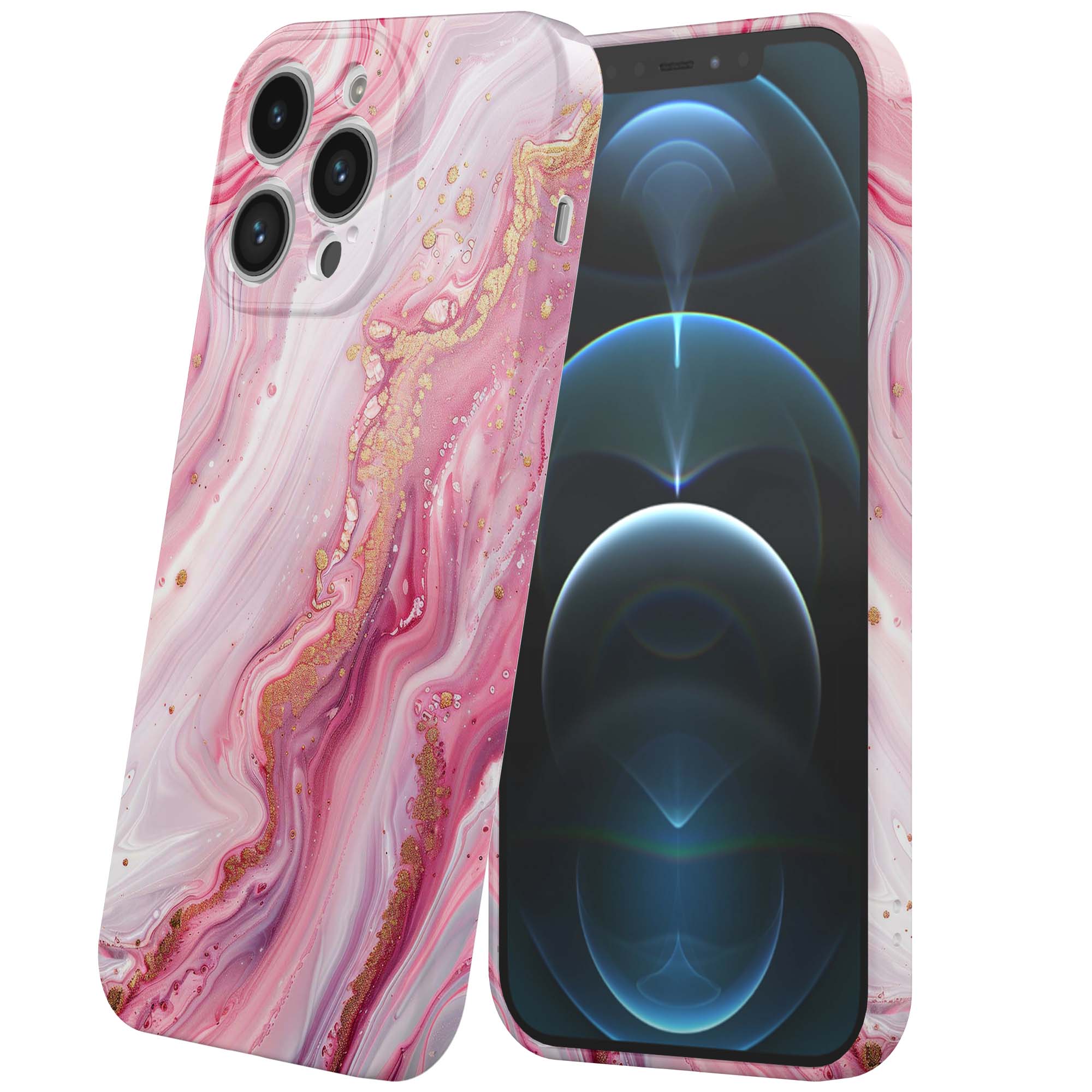 roze marmer opdruk_iPhone 12 Pro telefoonhoesje met volledige rondom bedrukking (6)