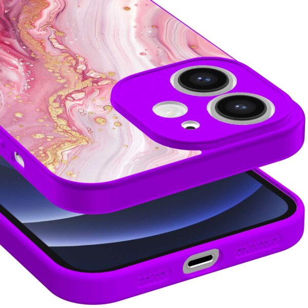 roze marmer opdruk_iPhone 12 Telefoonhoesje met paars rand (3)