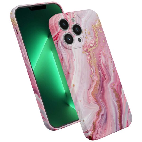 roze marmer opdruk_iPhone 13 Pro Max telefoonhoesje met volledige rondom bedrukking (2)