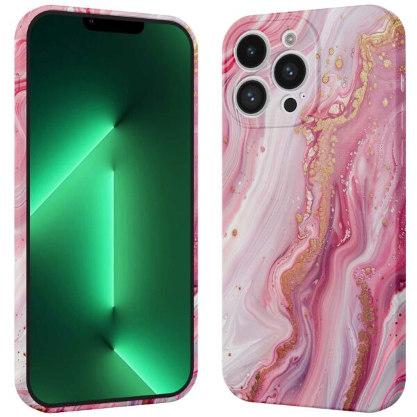 roze marmer opdruk_iPhone 13 Pro Max telefoonhoesje met volledige rondom bedrukking (3)