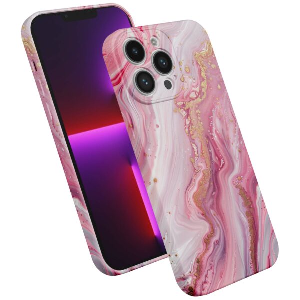 roze marmer opdruk_iPhone 13 Pro telefoonhoesje met volledige rondom bedrukking (2)