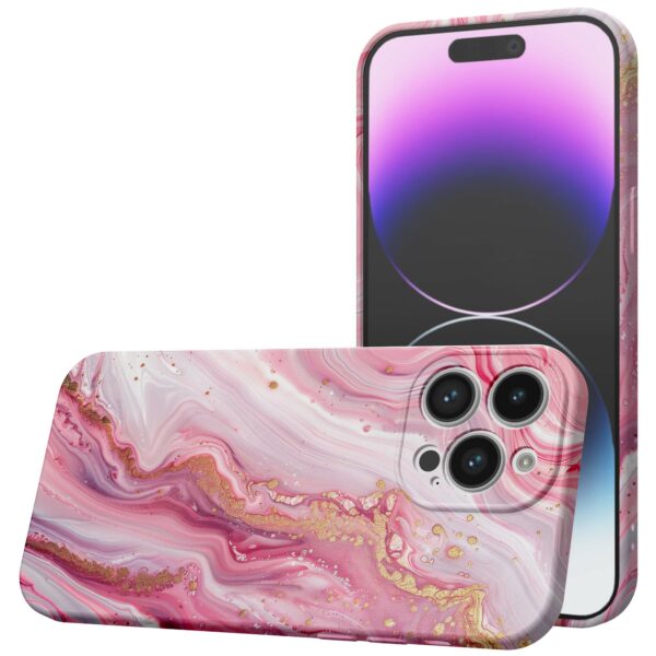 roze marmer opdruk_iPhone 14 Pro Max telefoonhoesje met volledige rondom bedrukking (1)