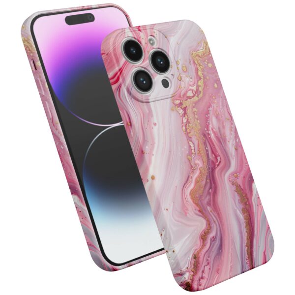 roze marmer opdruk_iPhone 14 Pro Max telefoonhoesje met volledige rondom bedrukking (2)