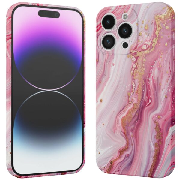 roze marmer opdruk_iPhone 14 Pro Max telefoonhoesje met volledige rondom bedrukking (3)