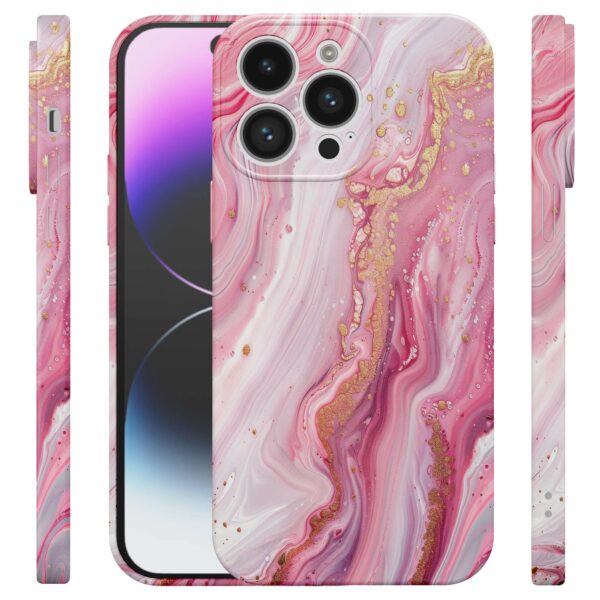 roze marmer opdruk_iPhone 14 Pro Max telefoonhoesje met volledige rondom bedrukking (4)