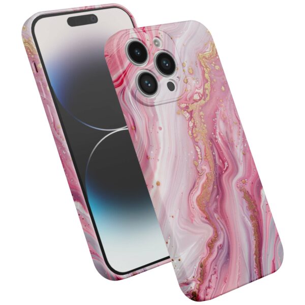 roze marmer opdruk_iPhone 14 Pro telefoonhoesje met volledige rondom bedrukking (2)