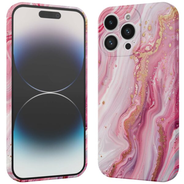roze marmer opdruk_iPhone 14 Pro telefoonhoesje met volledige rondom bedrukking (3)