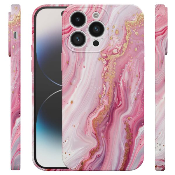 roze marmer opdruk_iPhone 14 Pro telefoonhoesje met volledige rondom bedrukking (4)