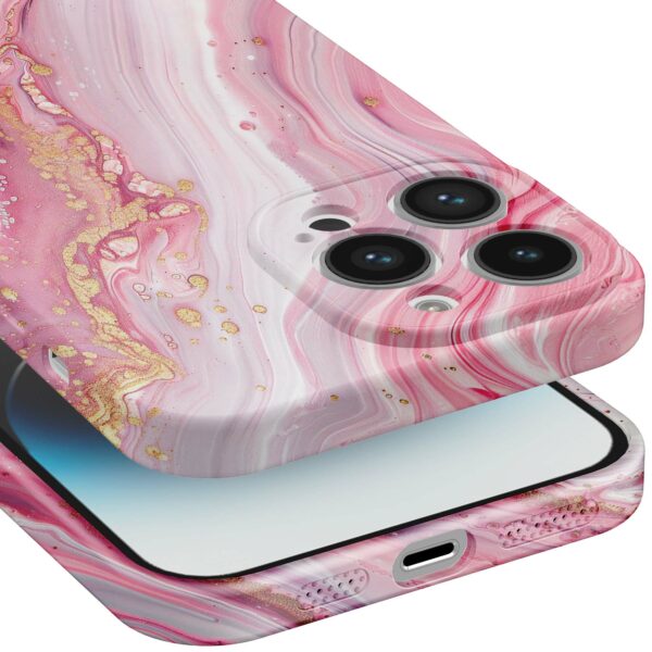 roze marmer opdruk_iPhone 14 Pro telefoonhoesje met volledige rondom bedrukking (5)