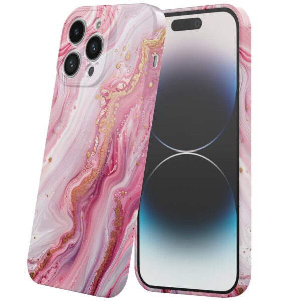 roze marmer opdruk_iPhone 14 Pro telefoonhoesje met volledige rondom bedrukking (6)