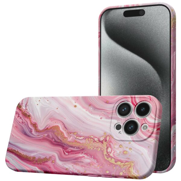 roze marmer opdruk_iPhone 15 Pro telefoonhoesje met volledige rondom bedrukking (1)