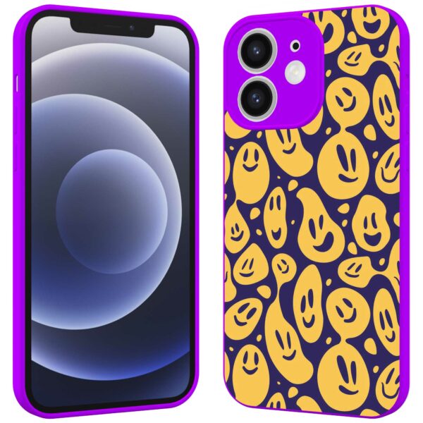 smileys opdruk_iPhone 12 Telefoonhoesje met paars rand (2)