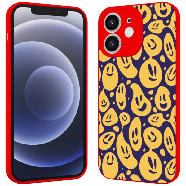 smileys opdruk_iPhone 12 Telefoonhoesje met rode rand (2)