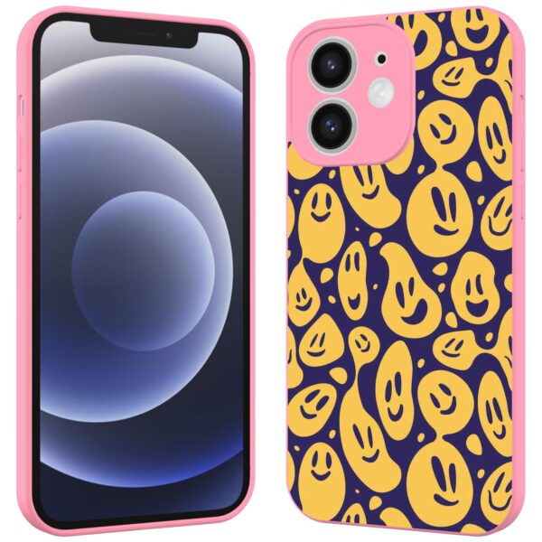 smileys opdruk_iPhone 12 Telefoonhoesje met roze rand (2)