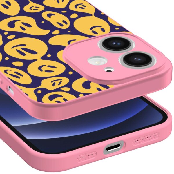 smileys opdruk_iPhone 12 Telefoonhoesje met roze rand (3)