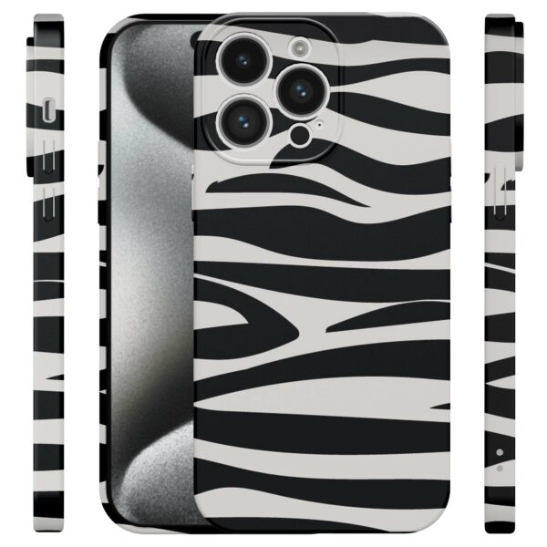 zebra opdruk_iPhone 15 Pro telefoonhoesje met volledige rondom bedrukking (4)