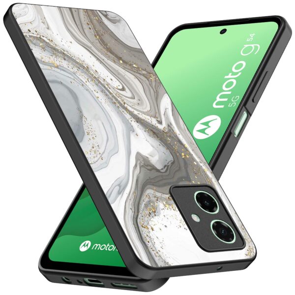 zilver marmer opdruk_Motorola Moto G54 telefoonhoesje