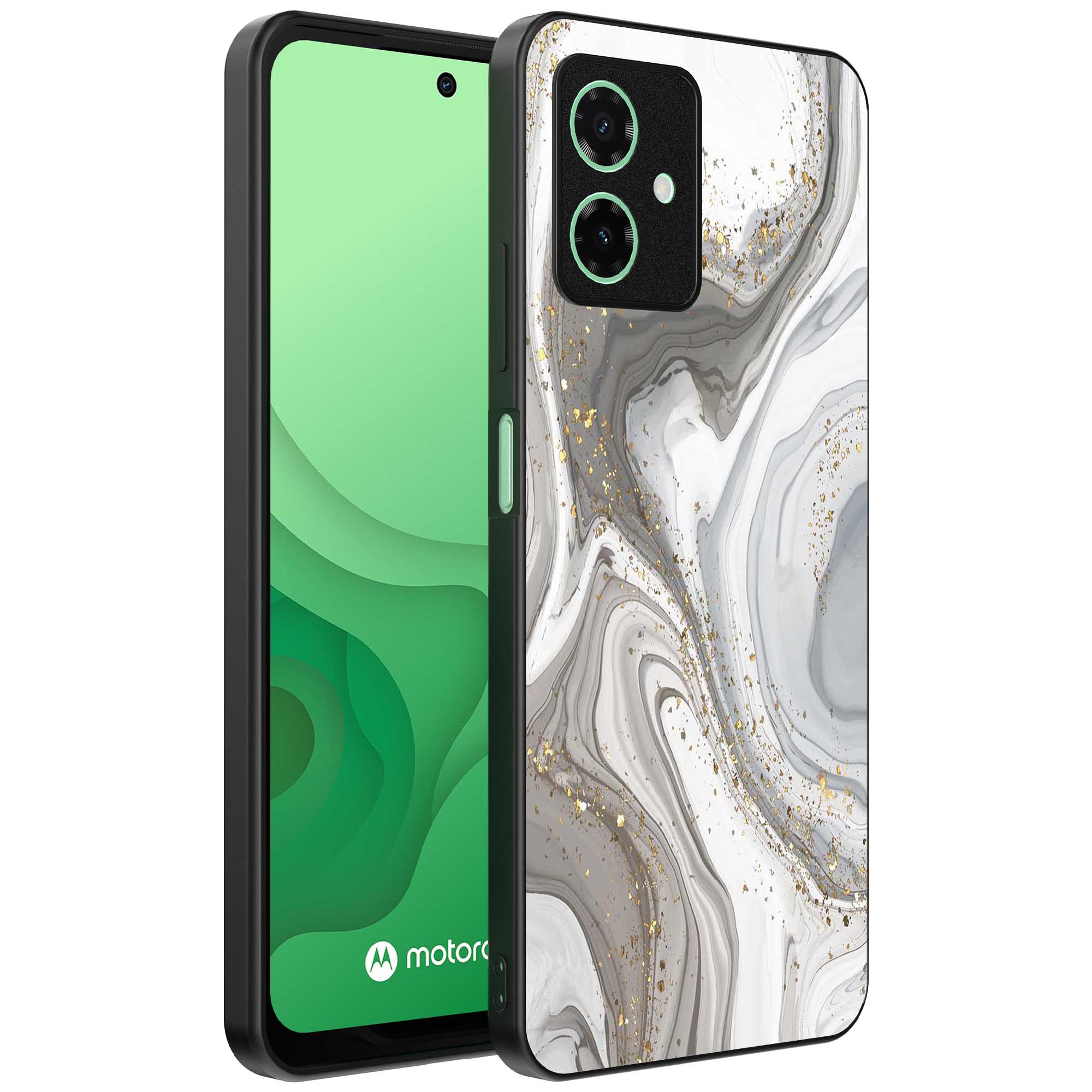 zilver marmer opdruk_Motorola Moto G54 telefoonhoesje met
