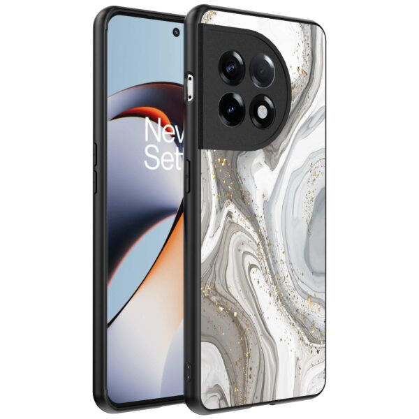 zilver marmer opdruk_OnePlus 11R Telefoonhoesje (1)