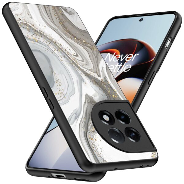 zilver marmer opdruk_OnePlus 11R Telefoonhoesje (2)