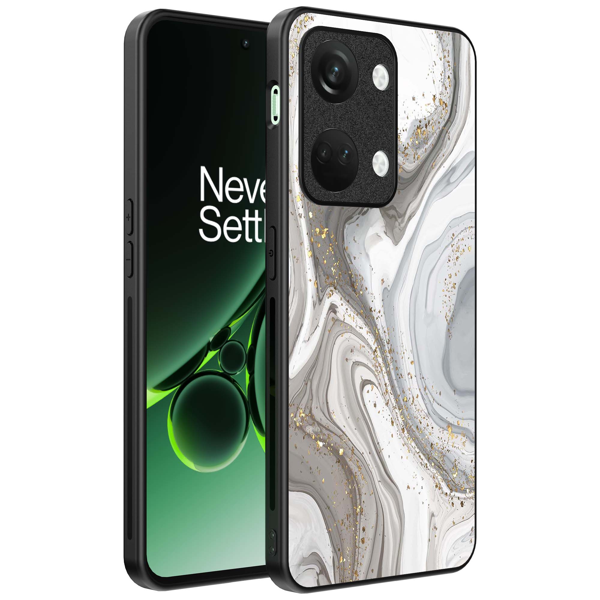 zilver marmer opdruk_OnePlus Nord 3 Telefoonhoesje (1)