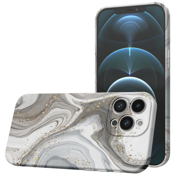 zilver marmer opdruk_iPhone 12 Pro telefoonhoesje met volledige rondom bedrukking (1)
