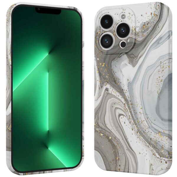 zilver marmer opdruk_iPhone 13 Pro Max telefoonhoesje met volledige rondom bedrukking (3)