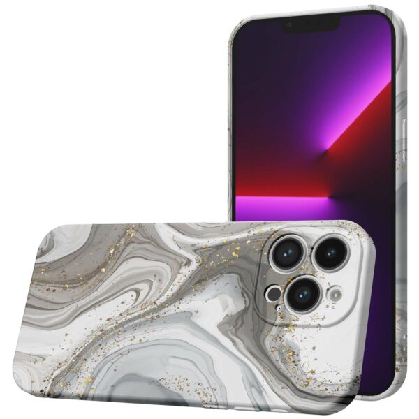 zilver marmer opdruk_iPhone 13 Pro telefoonhoesje met volledige rondom bedrukking (1)