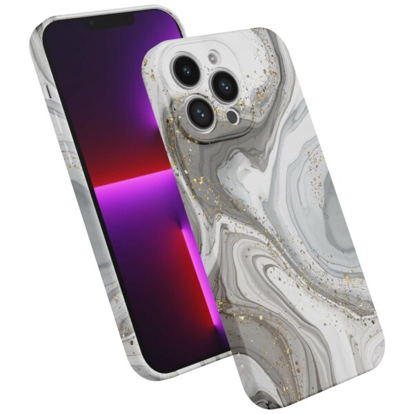 zilver marmer opdruk_iPhone 13 Pro telefoonhoesje met volledige rondom bedrukking (2)