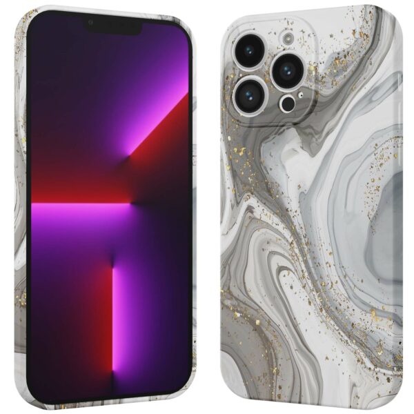 zilver marmer opdruk_iPhone 13 Pro telefoonhoesje met volledige rondom bedrukking (3)